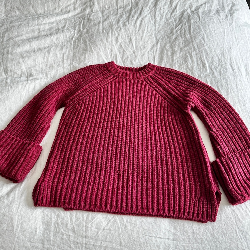 Maje Ribbed Knit Sweater - Deep Red